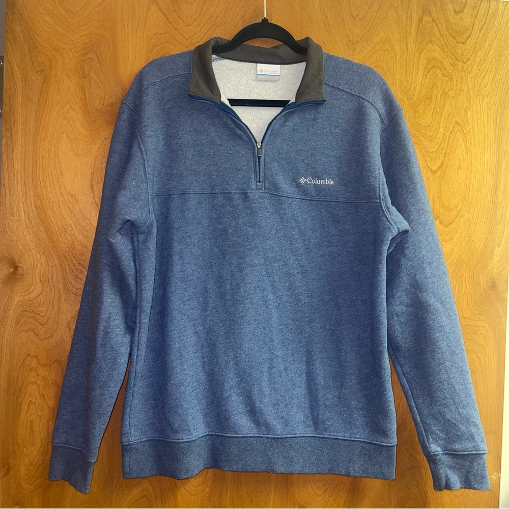 Columbia Men's Hart Mountain II Size Medium Blue Quarter-Zip Pullover sweatshirt - Picture 3 of 9